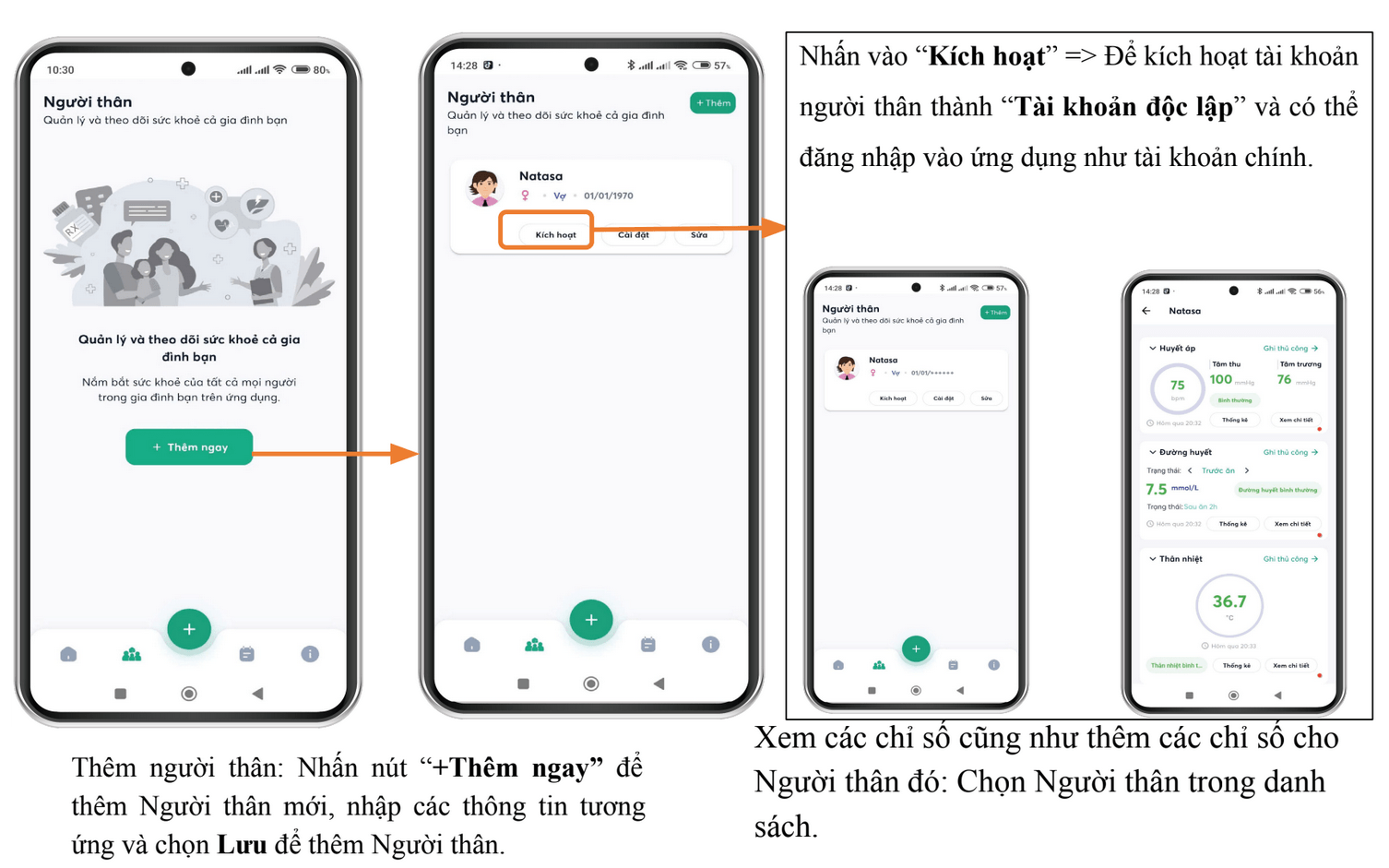 Quản lý sức khỏe người thân trên ứng dụng FaCare